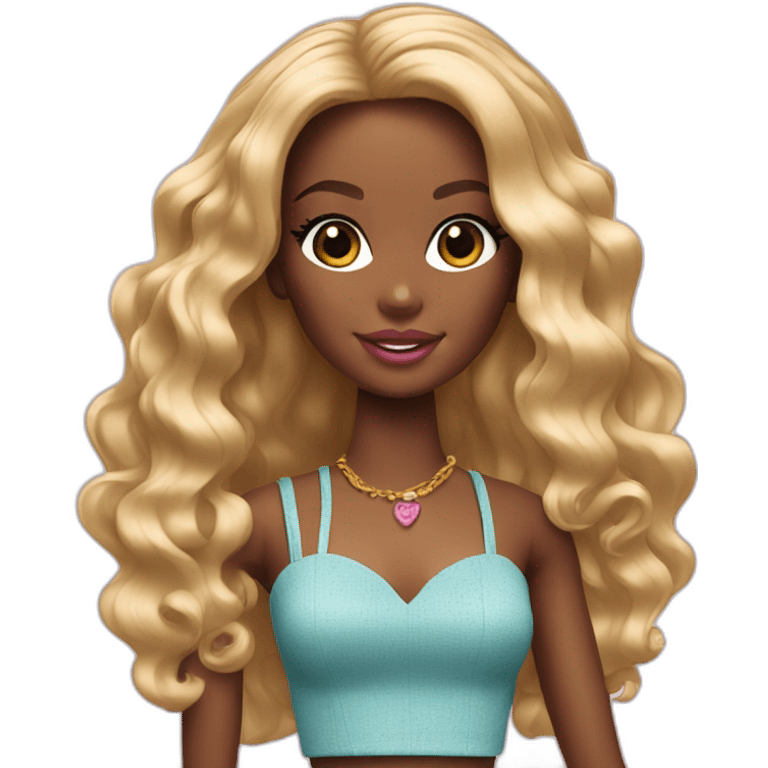 Black Girl Barbie with Long Hair emoji