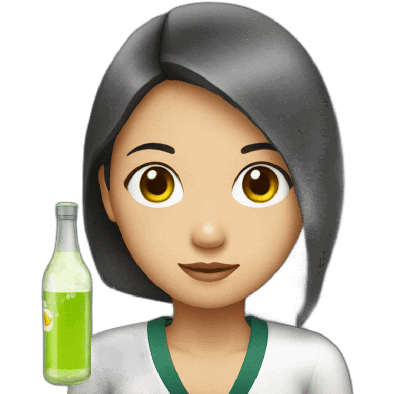 Indonesian girl with soju bottle emoji