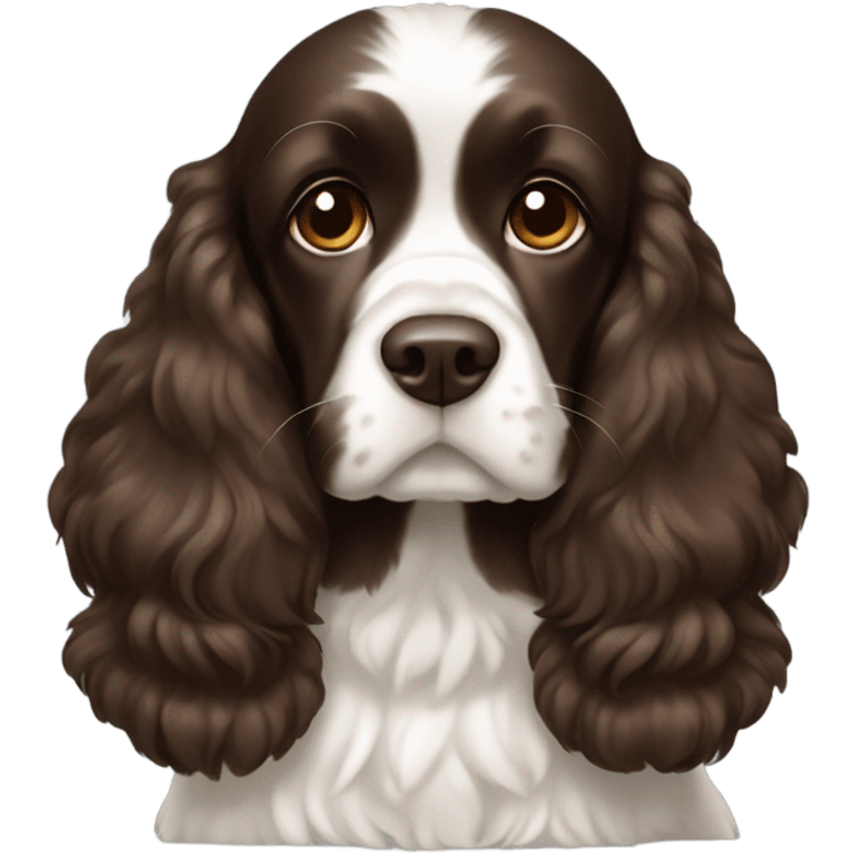 Dark brown cocker spaniel with white belly emoji