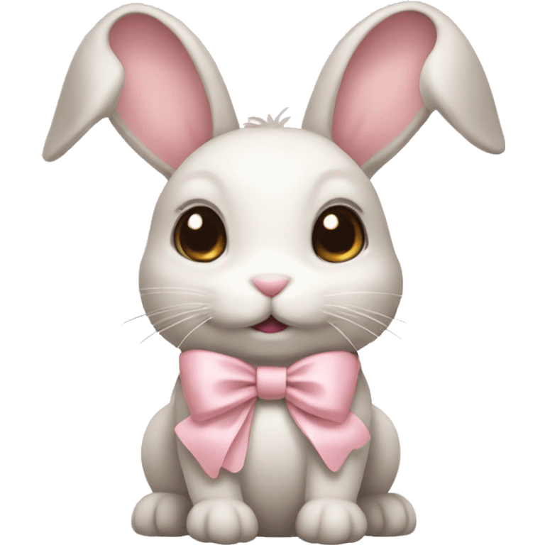 bunny with pale pink bow emoji