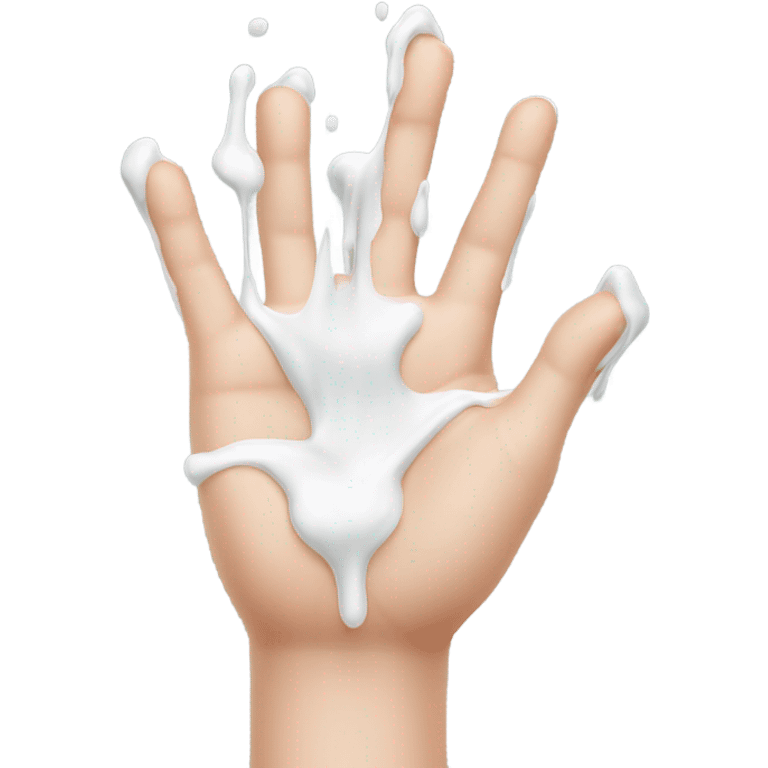 milk dripping directly off palm of hand with 5 fingers emoji