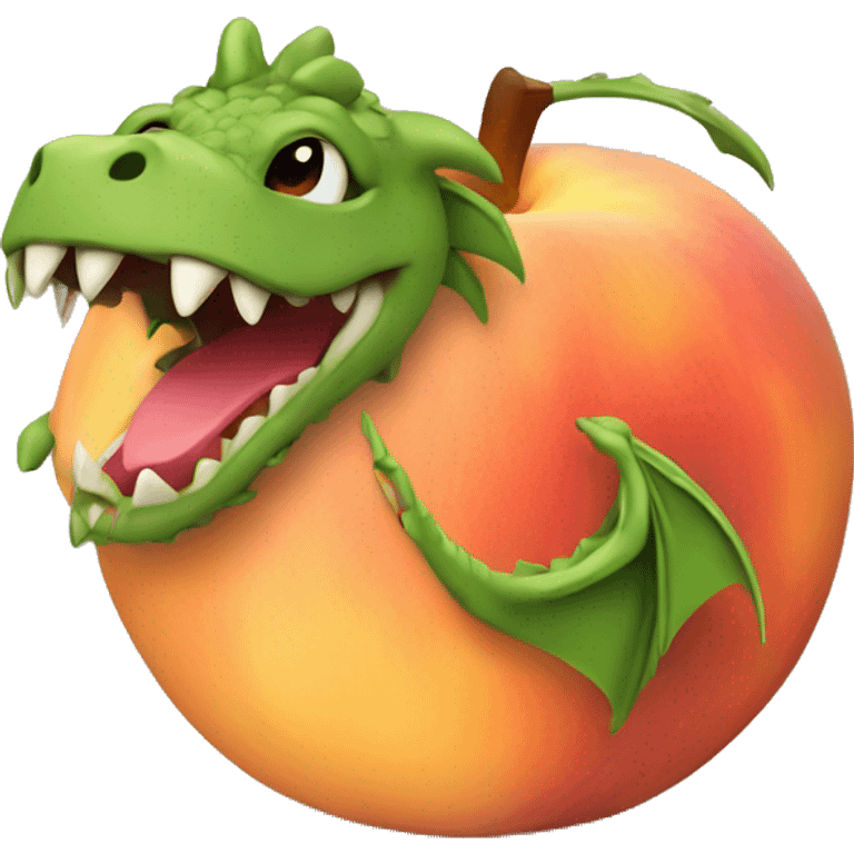 Dragon crawling out of a peach emoji