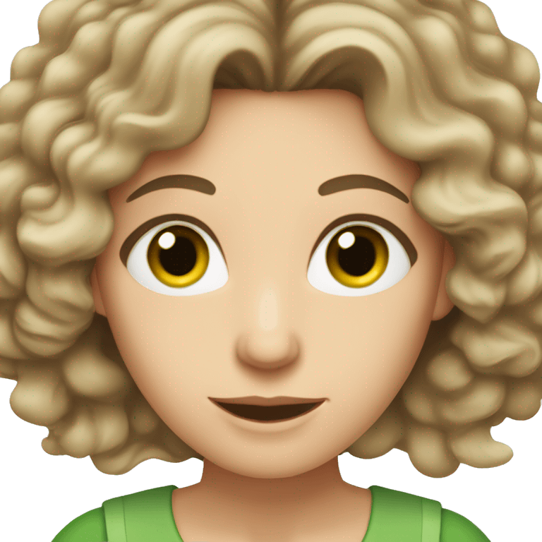 beautiful middle age caucasian woman with mid-length brown hair and very green eyes emoji