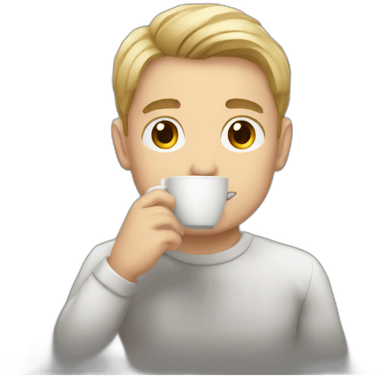 Young White man drinking coffee  emoji