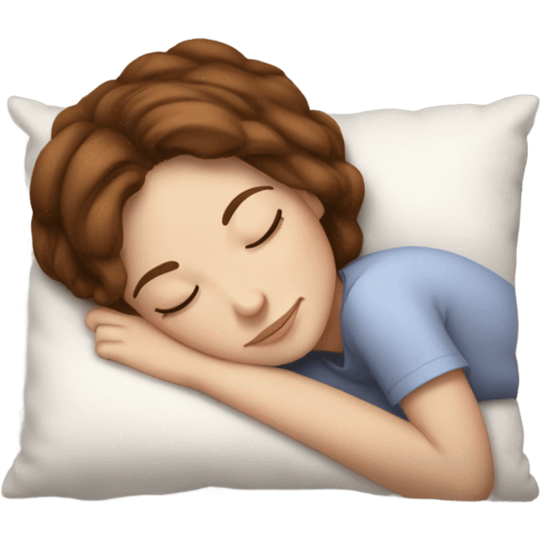 White girl with frekles Brown hair sleeping peacfully on a pillow  emoji