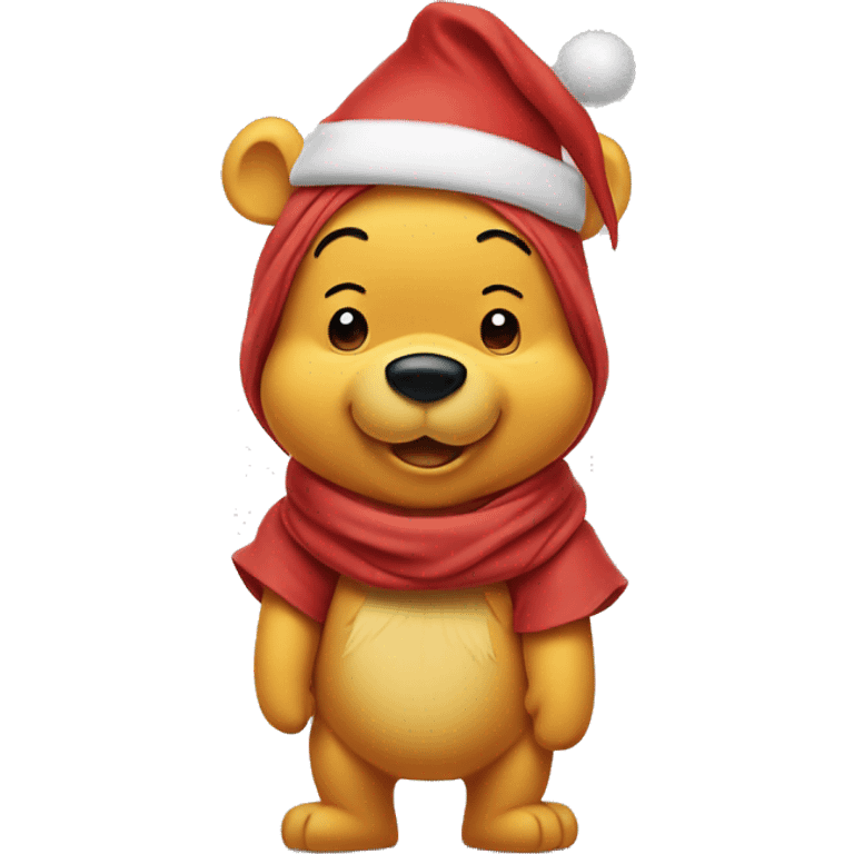 winnie the pooh with santa hat emoji