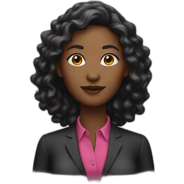 black woman wearing dark pink formal shirt emoji