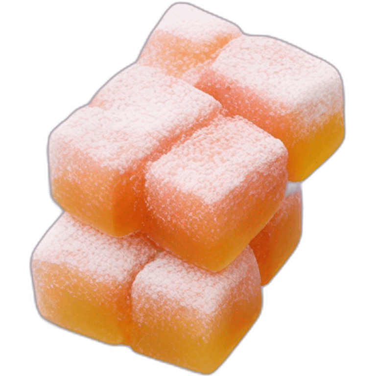 Turkish delight, gummy candy. Powdered sugar coating emoji