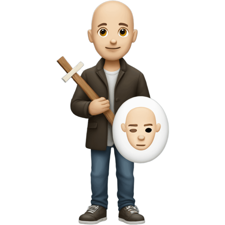 Bald guy holding cross  emoji