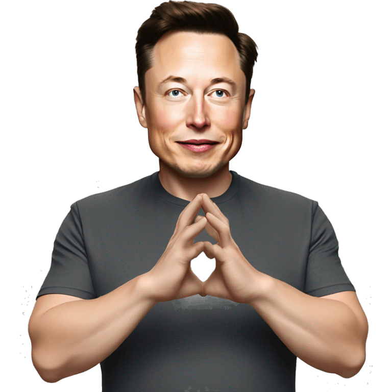 Elon Musk doing heart hands emoji