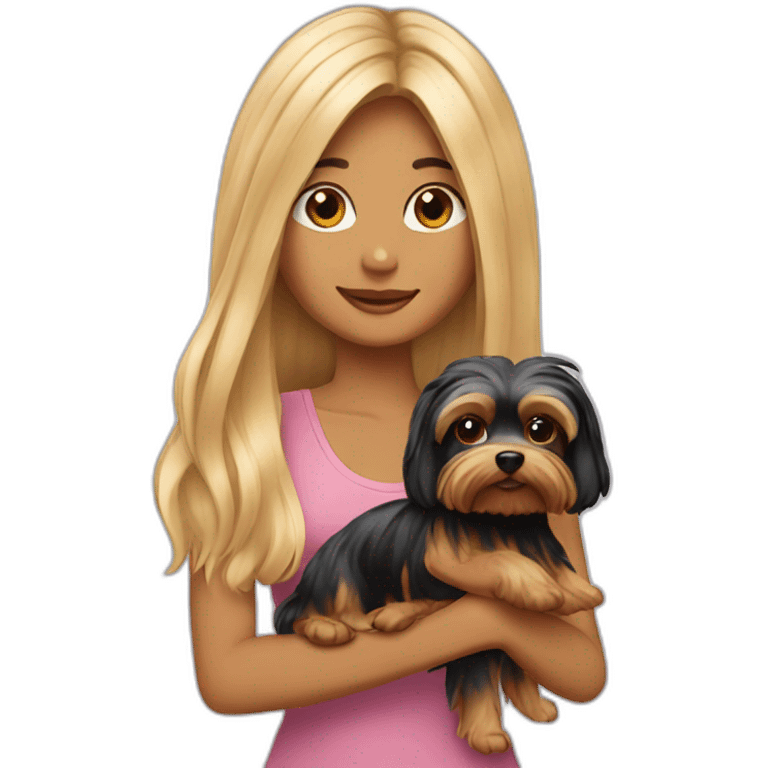 Lady—longhair-with-yorkie-on-hand emoji