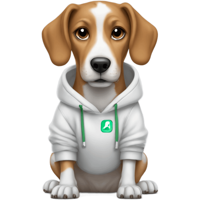 Dog wearing AirPods and Nike hoodie emoji