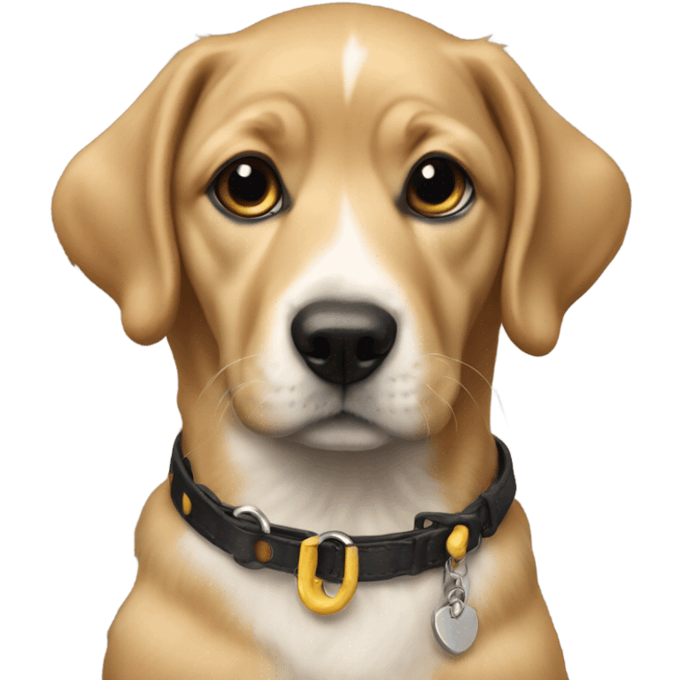 realistic dog portrait with collar as a puppy  emoji