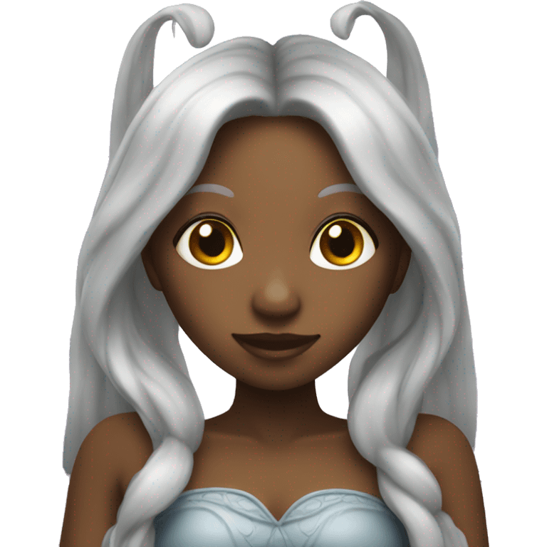 a black female fairy with long hair  emoji