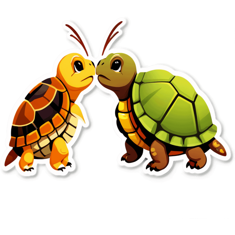 Turtle kissing moth emoji