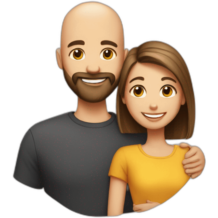 Happy-secret-couple-bald-guy-with-beard-with-boy-haircut-girl-hugging emoji