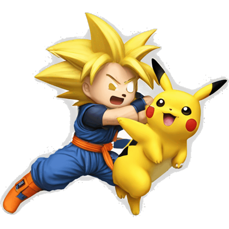 Goku taming a Pikachu emoji