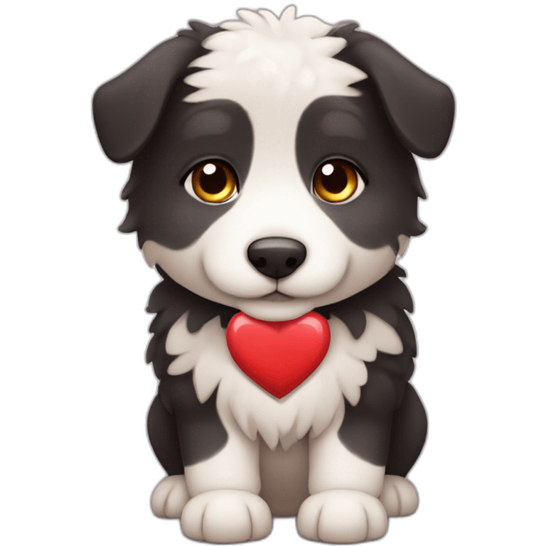 chonky sheepdog puppy with heart emoji