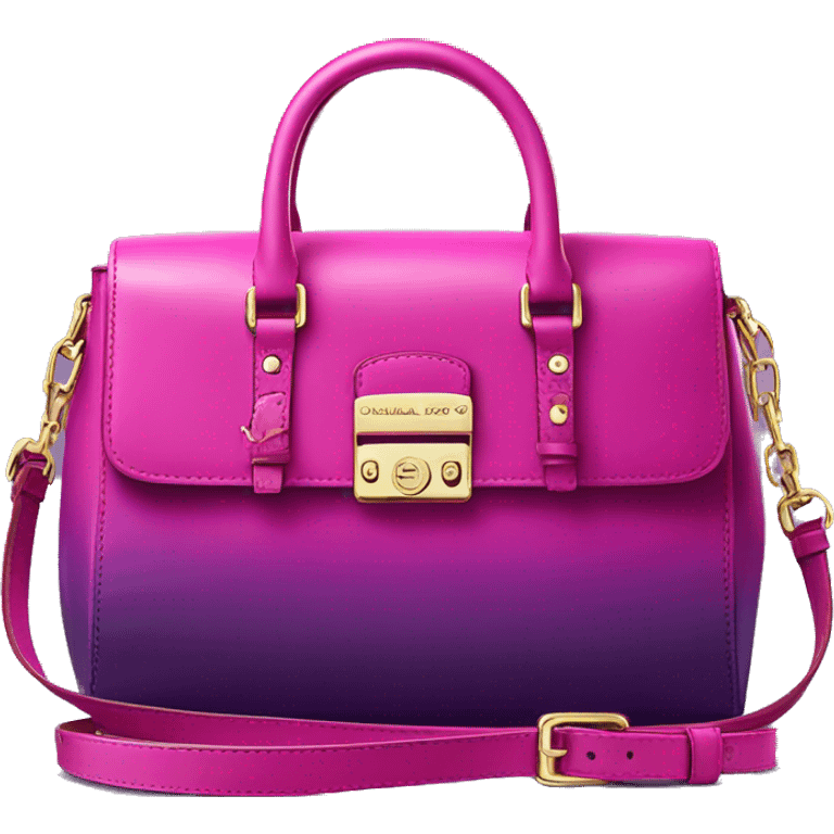 Realistic isolated magenta to purple ombre Michael kors satchel purse.  emoji