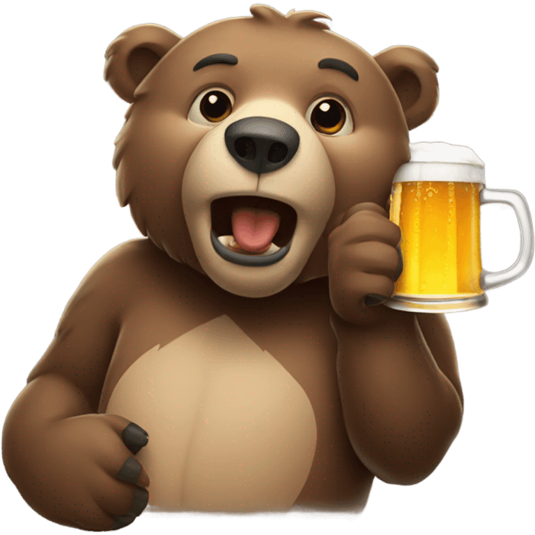 Bear drinking a beer emoji