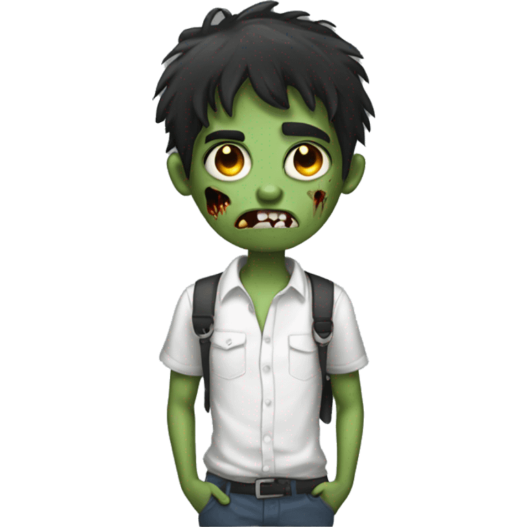 teen boy zombie with dark hair and white shirt emoji