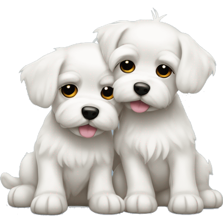 Tow Maltese dogs hugging each other  emoji