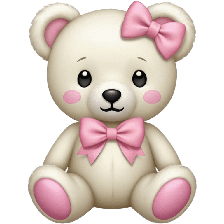 white Teddy bear with khaki pink bow emoji