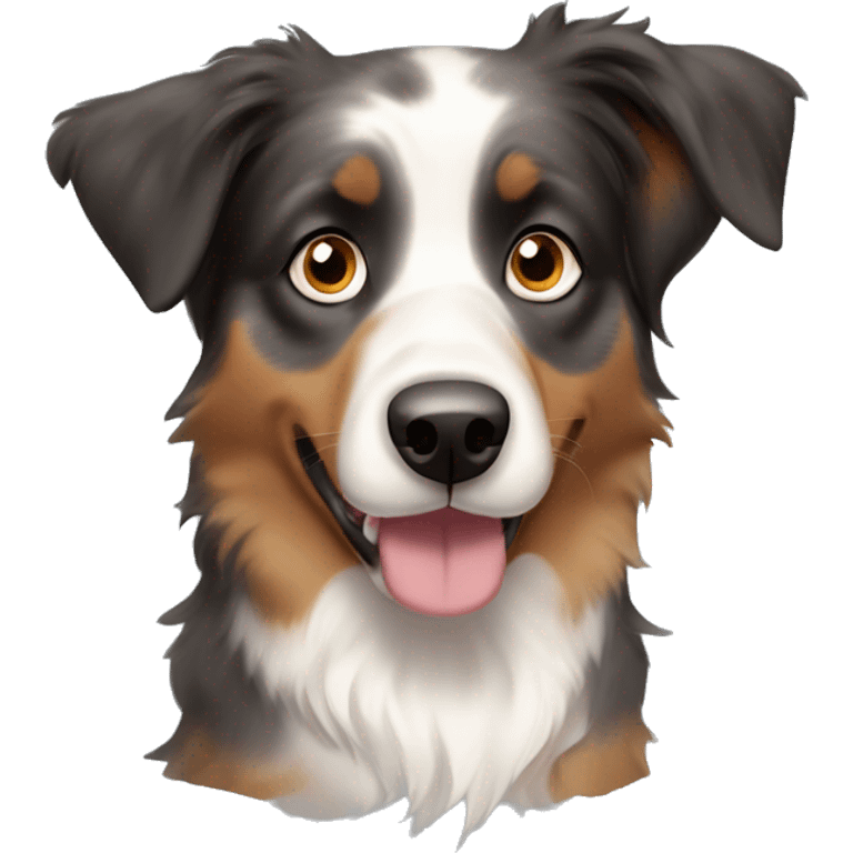 Australian shepherd with light blue eyes dark ears and tan cheeks  emoji