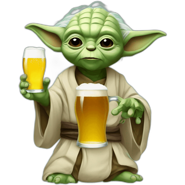 Yoda with a beer emoji