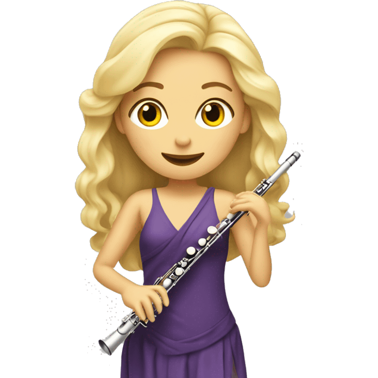 une joueuse de flute traversière avec cheveux blonds emoji