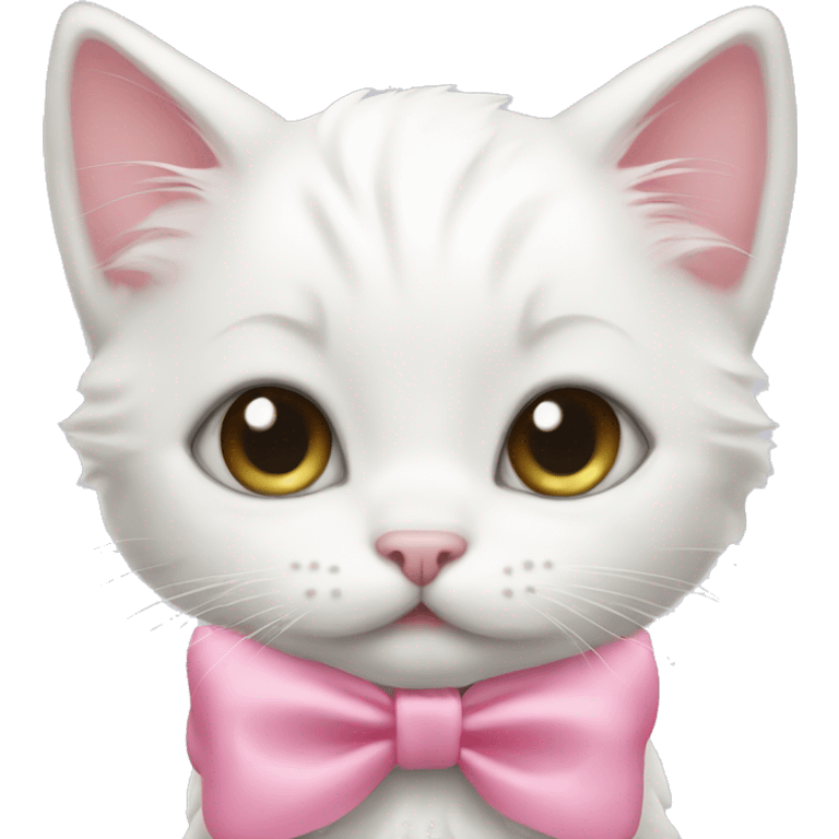 white kitten with pink bow emoji