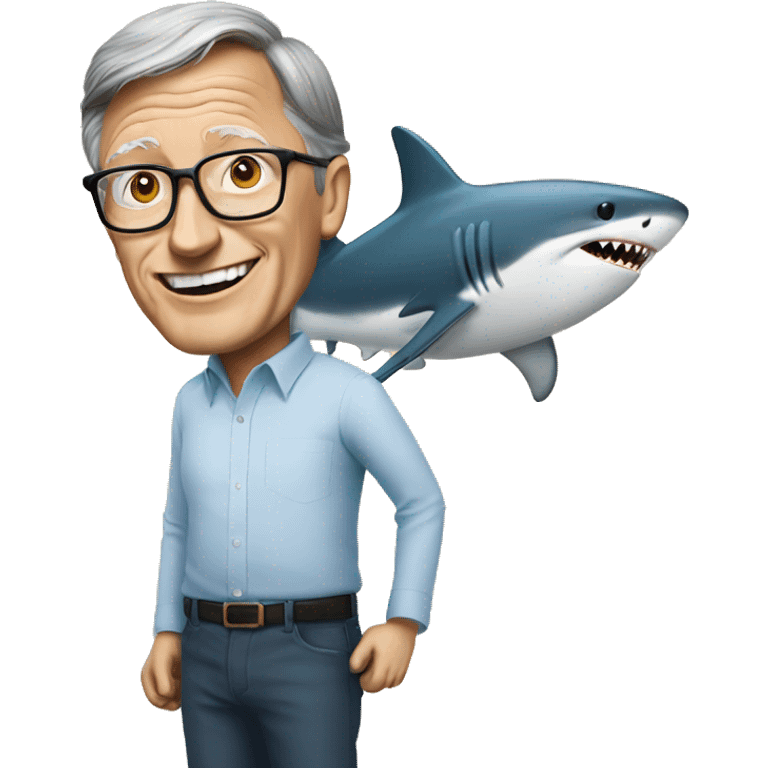 bill gate with a shark riding him emoji