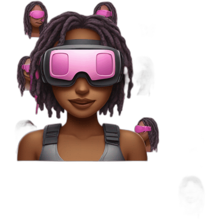 black girl with pink locs wearing VR headset emoji