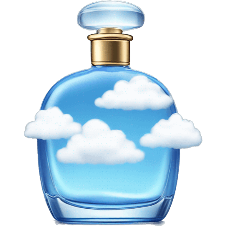 blue sky perfume bottle with white cloud display emoji