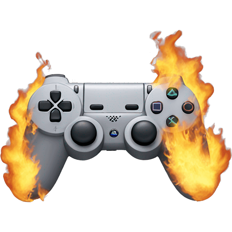 A playstation controller burning emoji