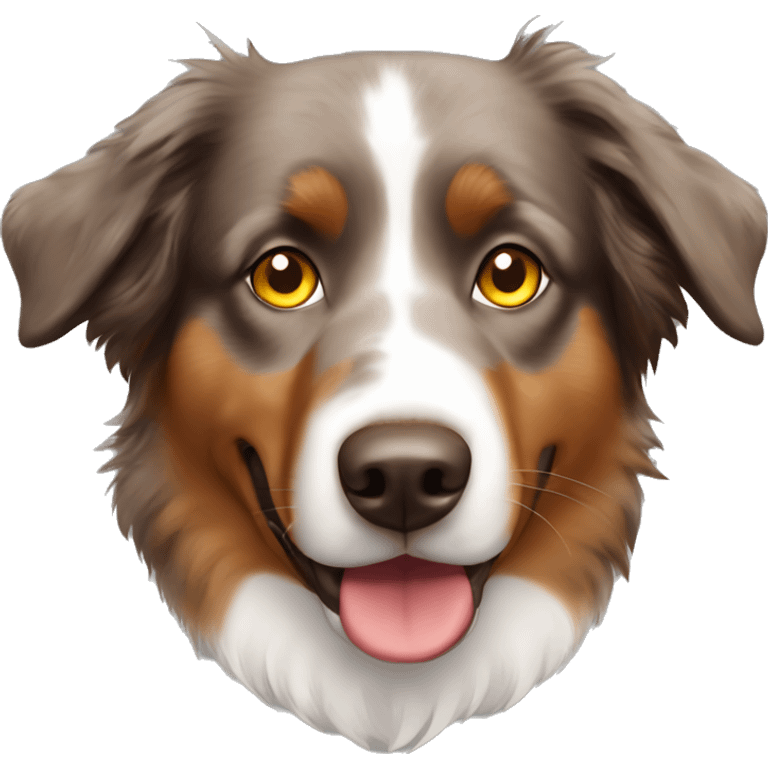 Brown Australian Shepherd with Yellow Eyes and Ear Down emoji