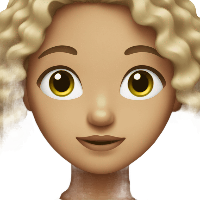 girl with long brown curly with green eyes and a light skin tone emoji