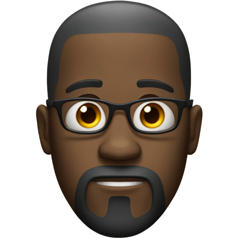 black man with a bald head, glasses, a beard, and a goatee scared of a monster. emoji