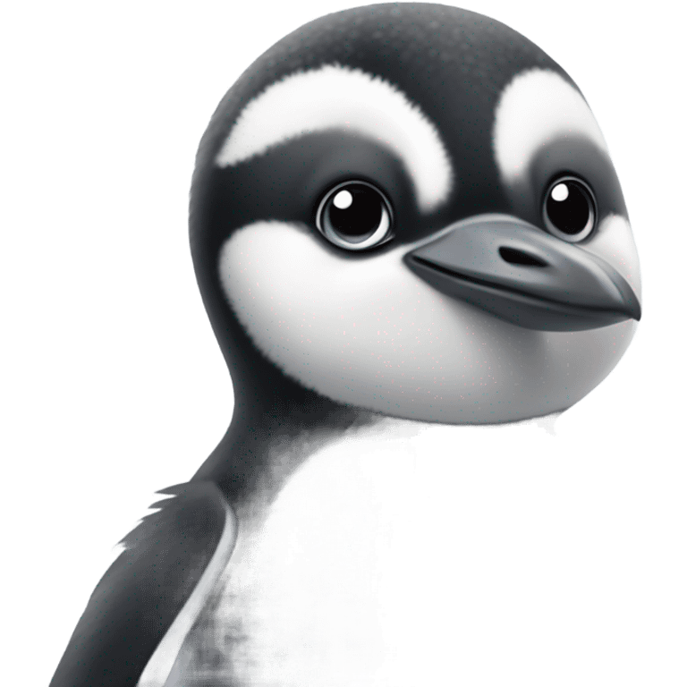 A cute grey and white baby penguin emoji