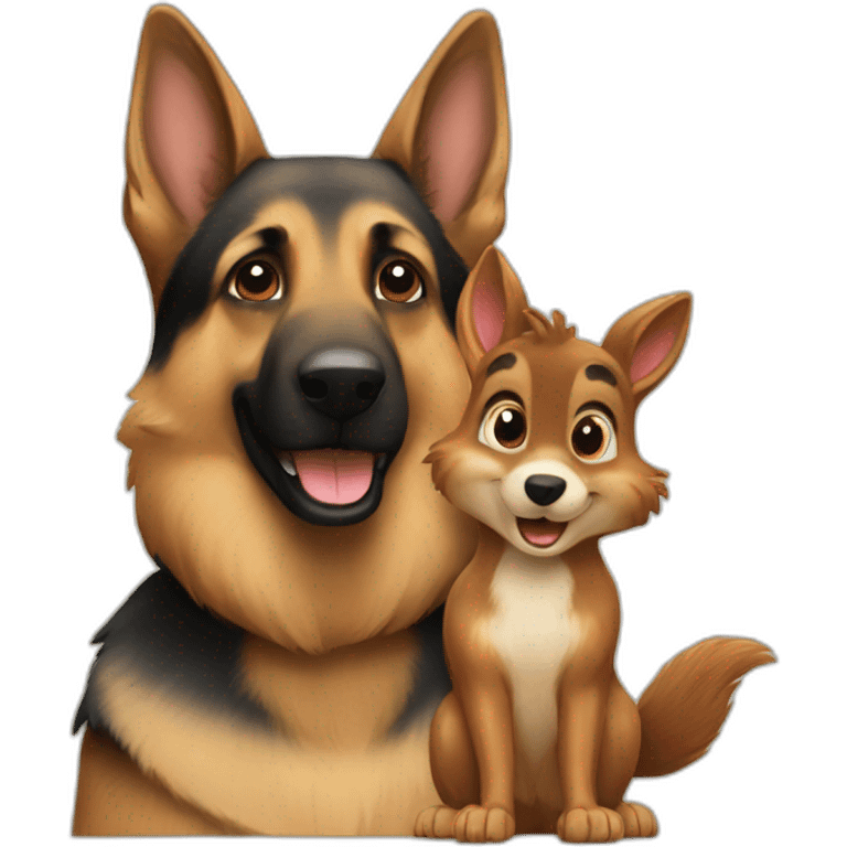 German shepherd and squirrel facing each other emoji