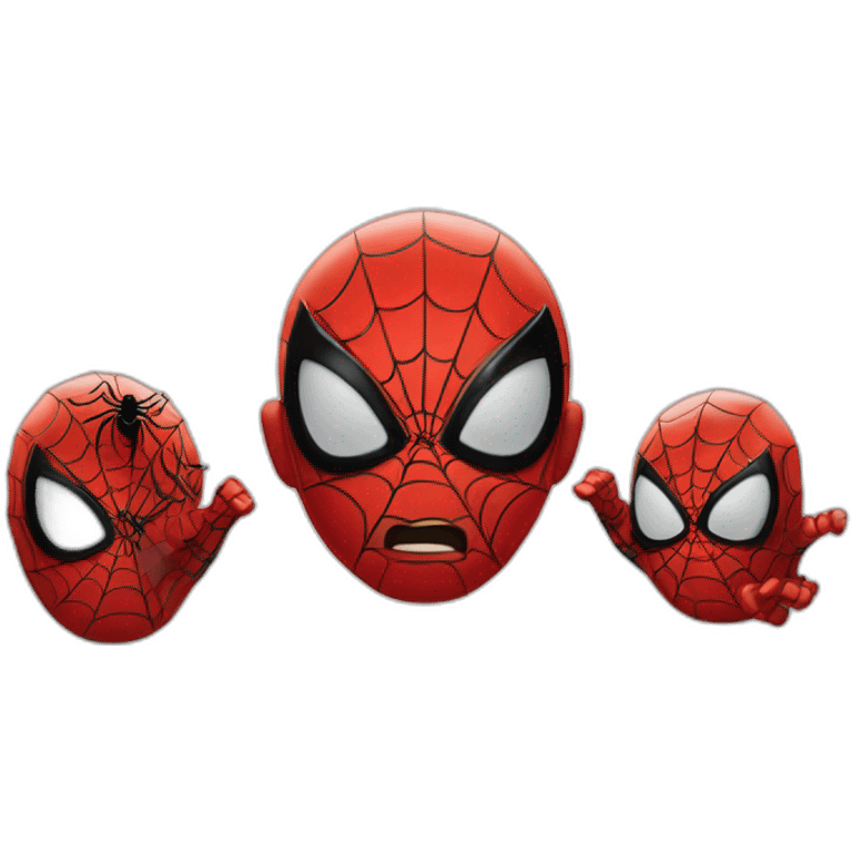 three spidermen pointing to each other emoji