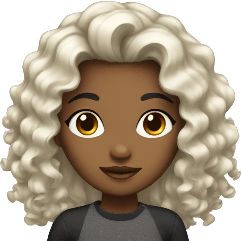 a girly with black curly hair emoji