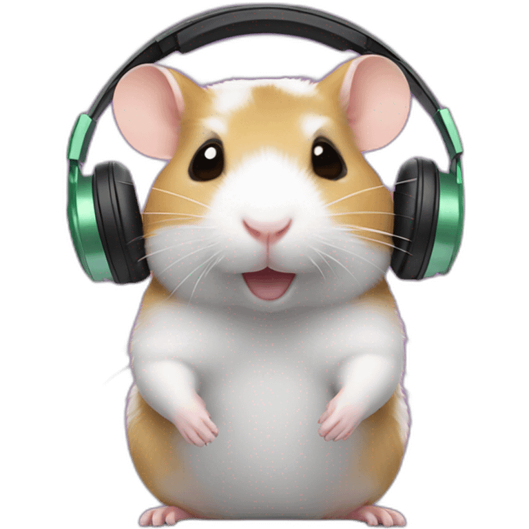 hamster with headphones listening to music on spotify emoji