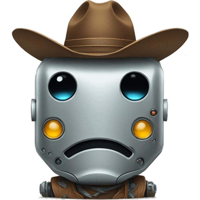 Sad robot with a cowboy hat emoji