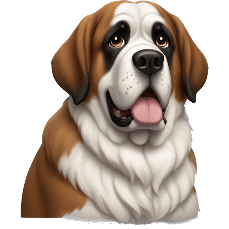 A saint bernard with a droopy face emoji