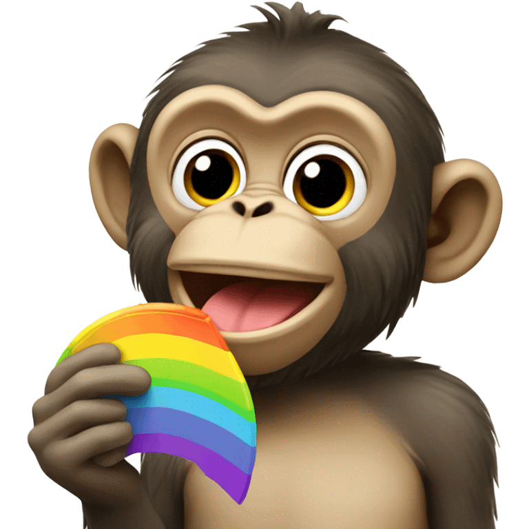 Monkey eating a rainbow emoji