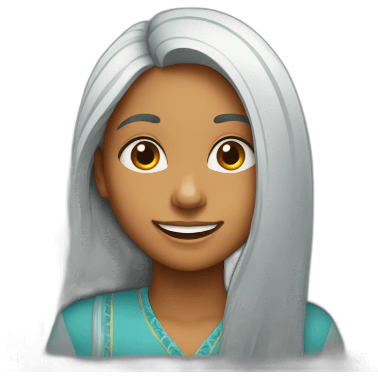 Indian-girl-with-long-hair-and-long-face-smiling emoji