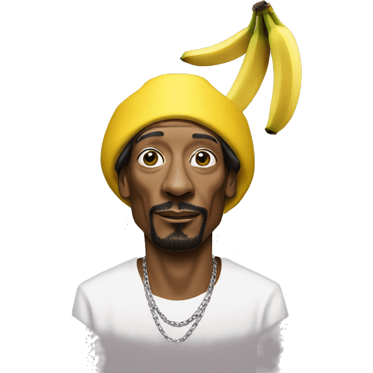 Snoop dogg wearing a banana hat emoji