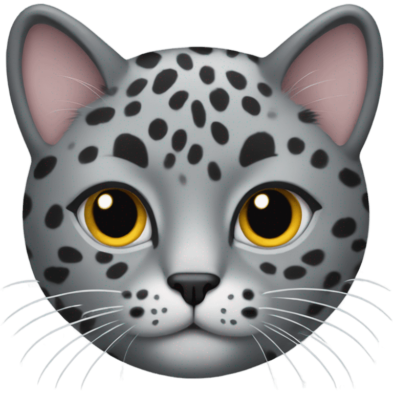 Cat with gray fur and dark gray cheetah prints emoji