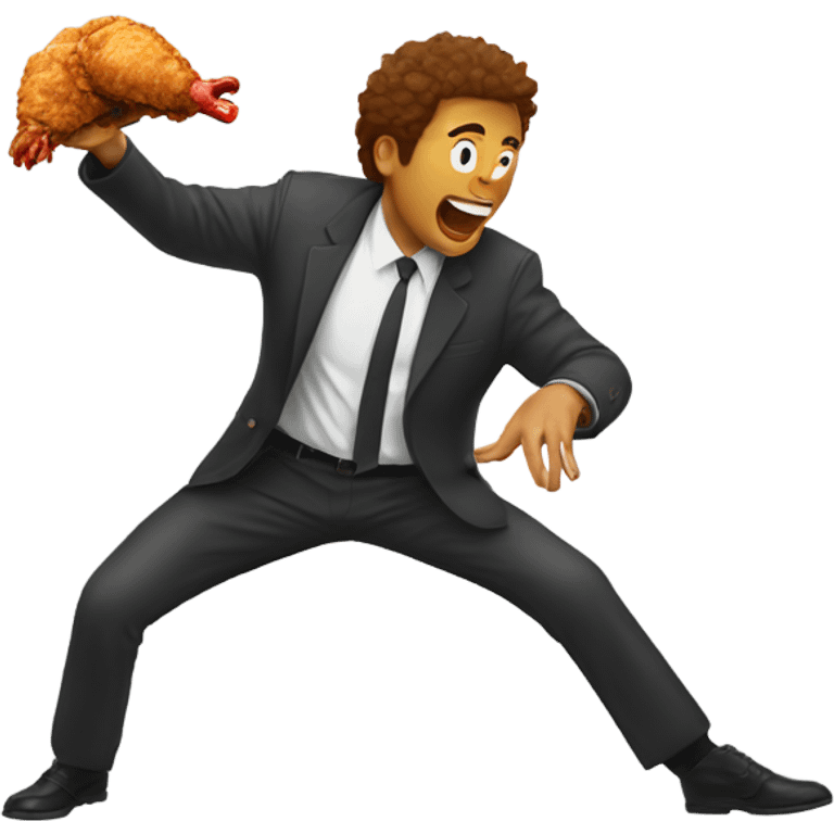 Person throwing fried chicken at crocodile emoji